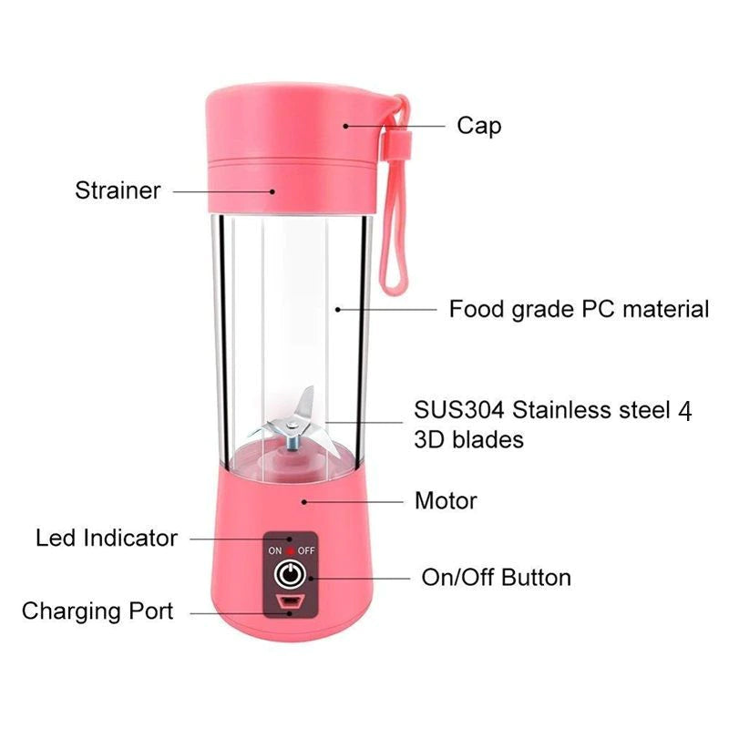 Mini liquidificador elétrico portátil, liquidificador de frutas, extrator de frutas, máquina multifuncional para fazer sucos, batida de frutas, pré treino.